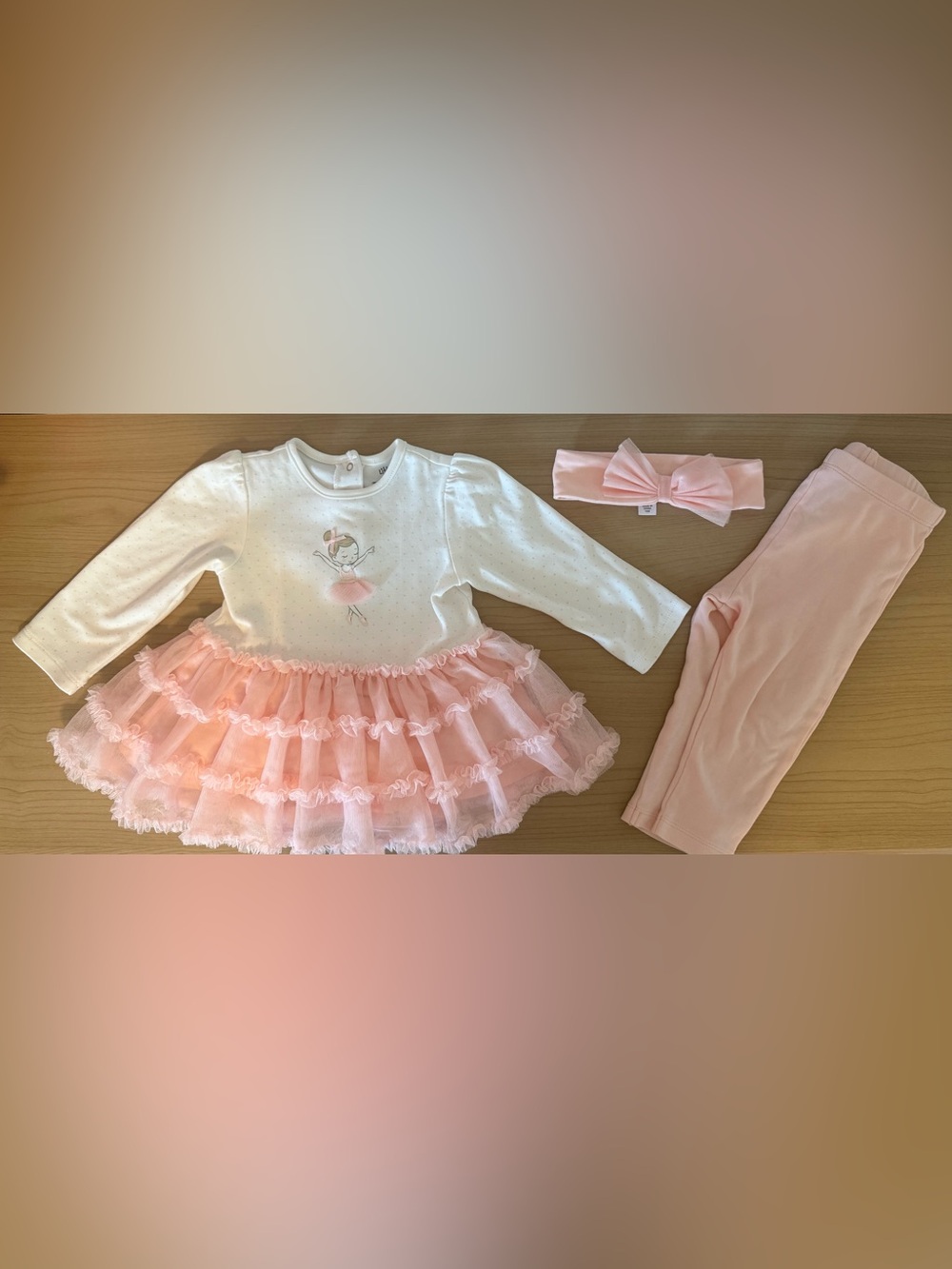 Little Me White and Pink Ballerina Tutu Top with Pink Leggings